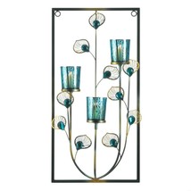 Peacock Feather Three Candle Wall Sconce - £36.57 GBP