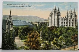 Utah Mormon Temple Grounds Looking towards State Capitol Salt Lake Postcard J15 - £7.93 GBP