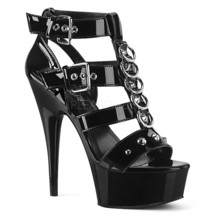 PLEASER DELIGHT-658 Stripper 6&quot; Heel Platform Black Cage Strappy Shoes S... - $79.95