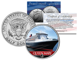 Rms Queen Mary 2 Ocean Liner Colorized Jfk Half Dollar Coin - U.S. Legal Tender - £6.86 GBP