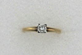 1/4 ct Diamond PRINCESS Solitaire Ring REAL SOLID 14 k Yellow Gold 2.5g Size 5.5 - £240.59 GBP