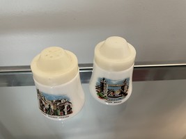 Pair of Vintage London Milk Glass Salt and Pepper Shakers image 2