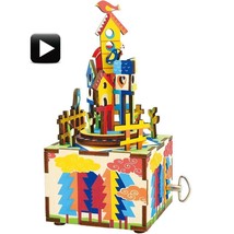 3D Wooden Puzzle Castle In The Sky Crank Music Box Robotic Robotime Jigsaw Wood - £23.73 GBP