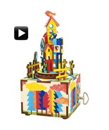3D Wooden Puzzle Castle In The Sky Crank Music Box Robotic Robotime Jigs... - $40.60 CAD