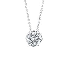 3/4ct Round Cut Moissanite 14K White Gold Plated Flower Cluster Pendant Chain - £52.14 GBP