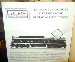 MTH TRAINS INSTRUCTION BOOKLET -RAILKING E-33 RECTIFIER ELECTRIC ENGINE-... - £6.44 GBP