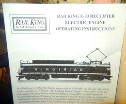 Mth Trains Instruction Booklet -RAILKING E-33 Rectifier Electric ENGINE- M33 - £6.49 GBP