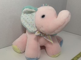 Eden vintage elephant wind-up animatronic musical plush pink pastel baby toy - $128.69