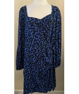 Ava &amp; Viv Womens Plus Size Long Sleeve Faux Wrap Dress XXL Blue Black Do... - $27.02 CAD