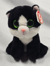 Ty Beanie Babies Ava Kitty 6&quot; Plush Green Glitter Eyes Tuxedo Cat NWT 2017 - $19.79