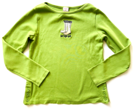 GYMBOREE Girls 8 Mod Zebra Green Groovy Go Go Boots Applique Shirt Top - £7.43 GBP
