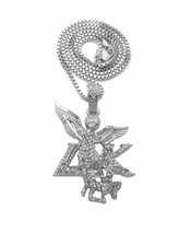 Saint Michael Archangel Pendant Silver-Tone Round Crystals Box Chain Necklace - £19.68 GBP