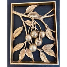 Vintage 1960&#39;s Gold Gilt Syroco Cherries Wall Piece - £23.67 GBP