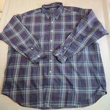 Vintage Ralph Lauren Blake XXL Plaid Button Down Shirt Blue Green Cotton - $42.95