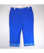 NWT Ruby Rd Blue Embroidered Capri Pants Women&#39;s 16 Comfort Waist 38x22.... - $514.50 MXN