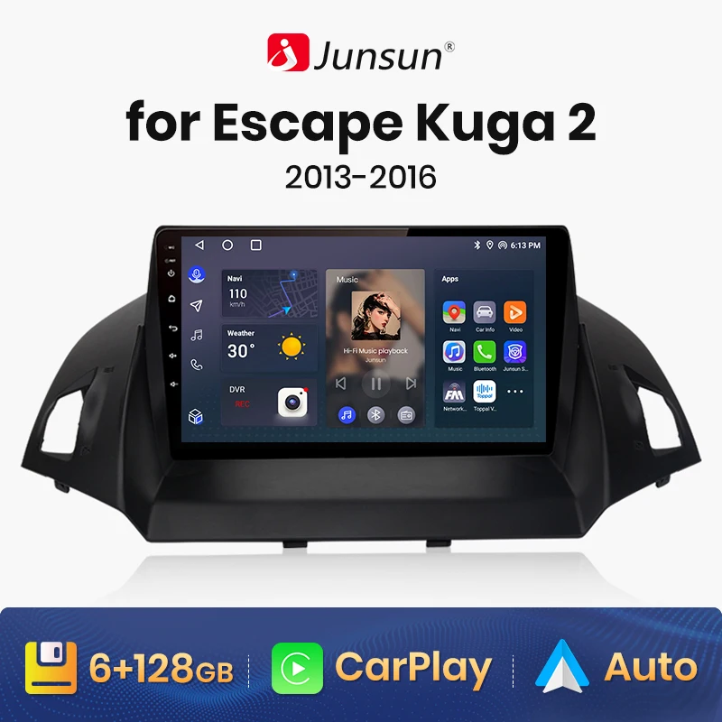 Junsun V1 AI Voice Wireless CarPlay Android Auto Radio for Ford Kuga Escape - £186.89 GBP+