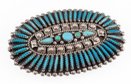 Zuni Turquoise Needlepoint Pendant/Brooch in Sterling 75mm X 48mm - £216.95 GBP