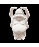 Hatai Happy Buddha White Ceramic Statue Raised Arms 8” New Original Box ... - $39.57
