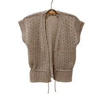 Vintage Coastal Cowgirl Open Weave Wool Vest Has Drawstring Waist Button... - £15.81 GBP