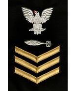 USN RATING BADGE TM1 TORPEDOMAN&#39;S MATE PO1  E-6 GOLD/BLACK MALE - $9.85