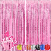 4-Pack Backdrop For Party Decorations, Foil Fringe Backdrop Curtains, Tinsel Str - £13.66 GBP