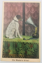 Antique 1908 Bamforth Co Fox Terrier Dog - His Master&#39;s Voice! Postcard - £7.62 GBP