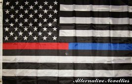 2 Pack 3x5 First Responder USA Police Fire Department Blue Red Line Flag 3&#39;x5&#39; - £7.75 GBP