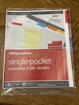 Office Depot Single Pocket Insertable 5-tab Dividers - £6.12 GBP