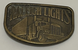 Vintage Semi Truck Belt Buckle Tractor Trailer Raleigh Lights Cigarettes - $14.46