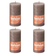 Bolsius Rustic Pillar Candles Shine 4 pcs 130x68 mm Rustic Taupe - £16.08 GBP