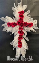 CHRISTIAN CROSS WREATH NEW HANDMADE CROSS CHURCH GRAVE SITE MEMORIAL SYM... - $67.31