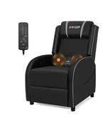 Massage Gaming Chair Recliner with Adjustable Footrest and Back w/ Gray ... - $277.90 CAD