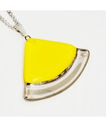 Necklace - pendant handmade painted yellow with platinum, circle sector - $32.79 CAD
