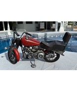 Scrap Metal Motorcycle Art Sculpture Red Chopper Figurine Old Style Bike - $41.86 CAD