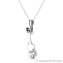 Electric Guitar Musical Instrument Oxidized 925 Sterling Silver Musician Pendant - £10.96 GBP+