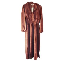 Leadingstar Warm Cinnamon Long Sleeve Poet Dress - £26.40 GBP
