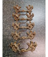 Antique Brass Drawer Pulls French Style 5.5&quot; x 2&quot; Set Of 5 C 203 - $74.24