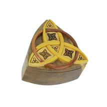 Zeckos Triquetra Celtic Knots Hand Crafted Wooden Trinket Puzzle Box - £28.85 GBP
