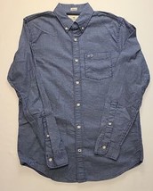 Hollister Mens Size S Stretch Button Down Shirt Blue Check Embroidered Logo - $12.75