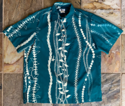 MAMO HOWELL Hawaiian Pullover Shirt XL-1/2 Button-Vine-Green-USA-Reverse... - $45.00
