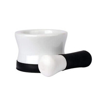 HEALTHSMART Porcelain Mortar and Pestle with Black Silicone Base - £20.00 GBP