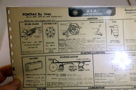 Pontiac Six 1946 200 2200 2500 AEA Tune-up System Specification Chart Sheet - $16.35