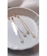 Handmade 14K gold filled Japanese Akoya braoque pearl earrings Xmas gift  - £73.27 GBP