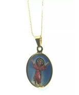 Divino Niño Oval Medal Pendant Necklace Stainless Steel 14k Gold Plated ... - $17.49 CAD