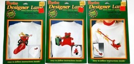 3 Vintage Darice Iron-On Applique Kits Designer Lamé Fabric Stocking Bear Sleigh - £8.21 GBP