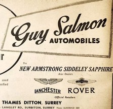 1954 Guy Solomon Auto Dealership Rover Aston Advertisement Automobilia E89H - $372.61 MXN