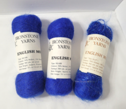 Vtg Ironstone Yarns English Mohair Blend Yarn Lot of 3 Skeins NEW Blues - £21.41 GBP