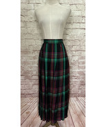 Vintage Liz Claiborne Collection Womens Pleated Long Skirt Green Plaid S... - £46.75 GBP