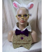 Disney White Rabbit Costume Kit Ears Headband Bow Tie Collar Round Glass... - $404.84 MXN