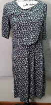 Boden Sheath Dress Women Size 12 Navy Circle Print Pleated 3/4 Sleeve Round Neck - £21.39 GBP